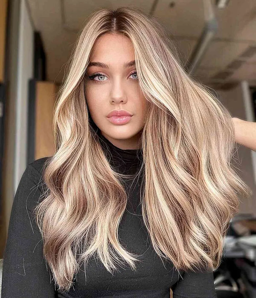 Balayage + Light Blonde Repere pentru doamnele cu părul lung gros' title=