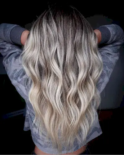 Stunning Long Blonde Hair with Darker Roots