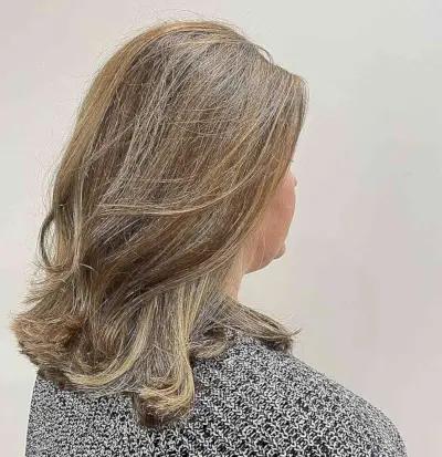 Dimensional Dirty Warm Caramel Blonde Balayage for Mid-Length Straight Hair