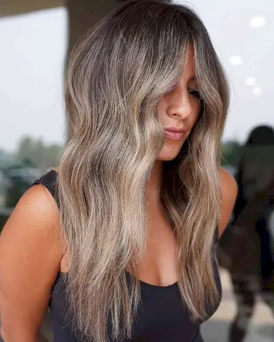 Dark Dirty Blonde Balayage hair for ladies with straight hair