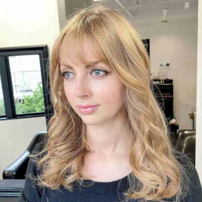 Light Golden Blonde Hair with Wispy Bangs