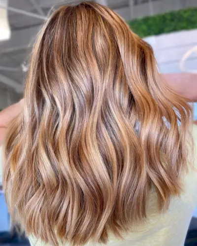 Strawberry Blonde Highlights on dark brown hair