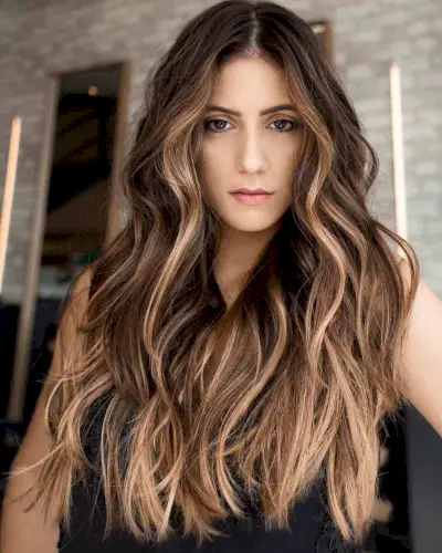 Golden Blonde Highlights on Long Layered Hair