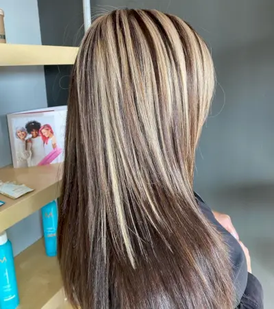 Chunky Blonde Highlights on Brown Hair