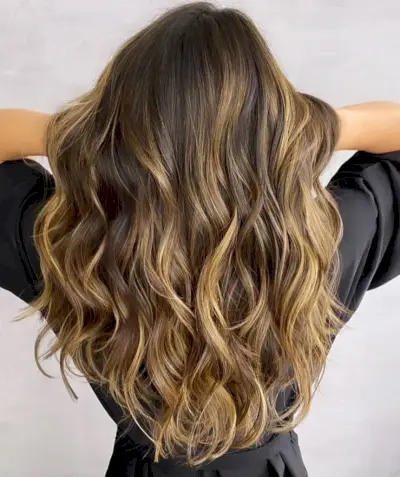 Dark brown with beach blonde balayage