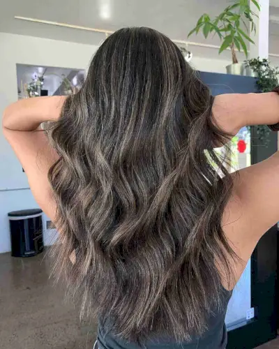 Dark Brown Balayage with Barely-There Highlights