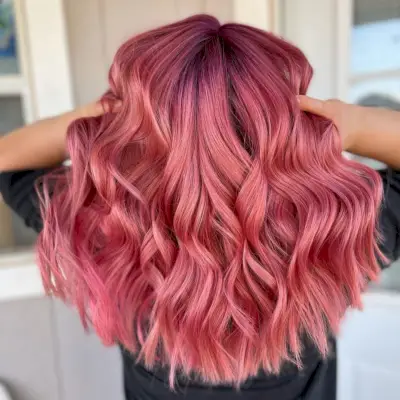 Magenta and rose gold hair