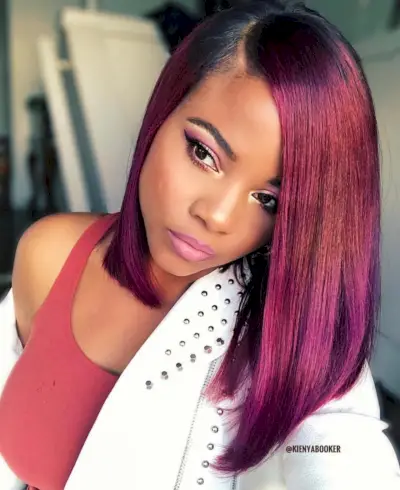 Vibrant Red Magenta with Dark Roots