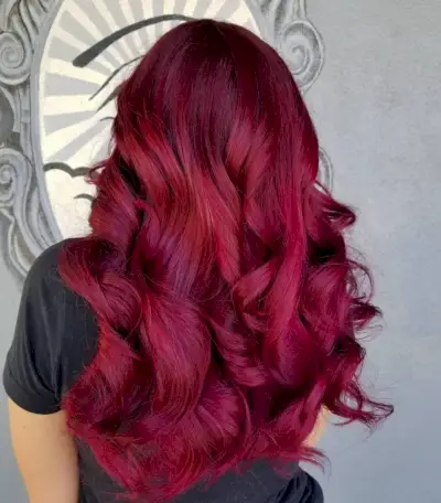 Deep magenta red hair color