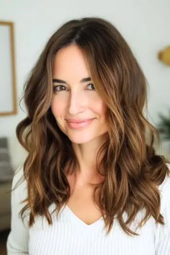 Kastanjebrune bølger med karamelhøjdepunkter.