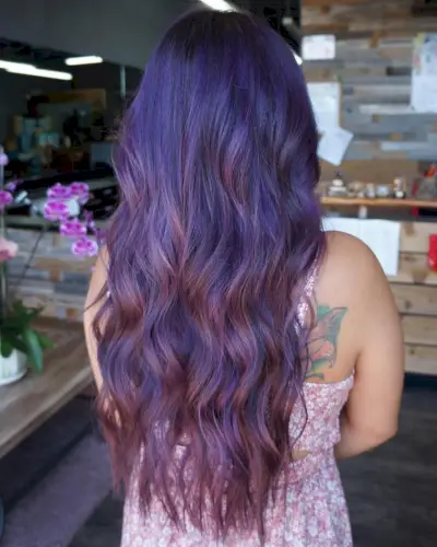 Subtle mauve and purple mermaid hair