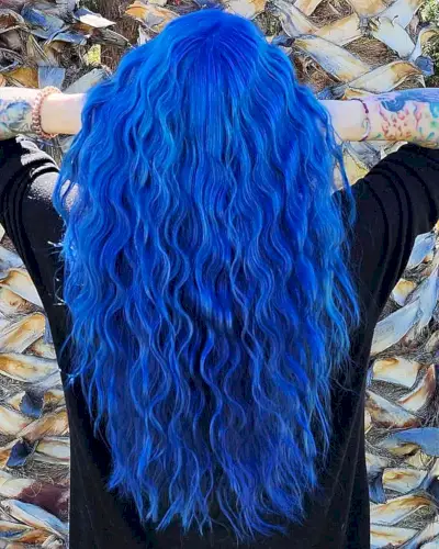 Sexy Blue Hair with Mermaid Waves for women with long hair