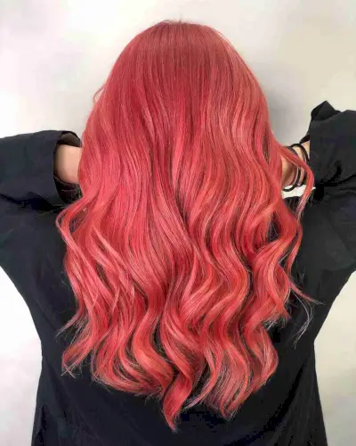 Colorful coral pink hues hairstyle