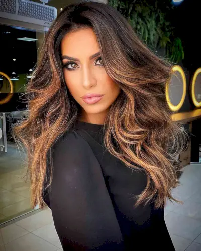 Blended Caramel and Brown Balayage