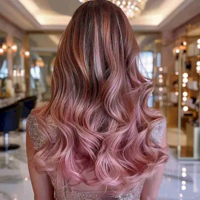 Beautiful Rose Gold and Chestnut Balayage