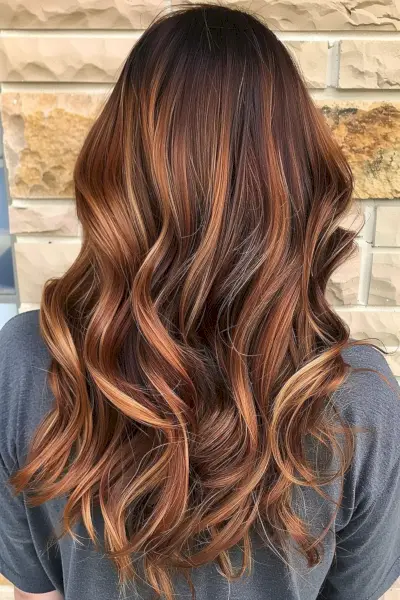 Auburn and Medium Brown Balayage