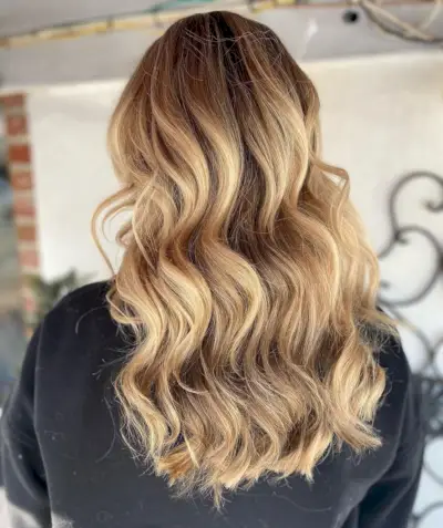 Trendy Honey Blonde Balayage on Brown Locks