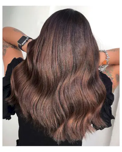 Gorgeous mahogany and caramel brown balayage