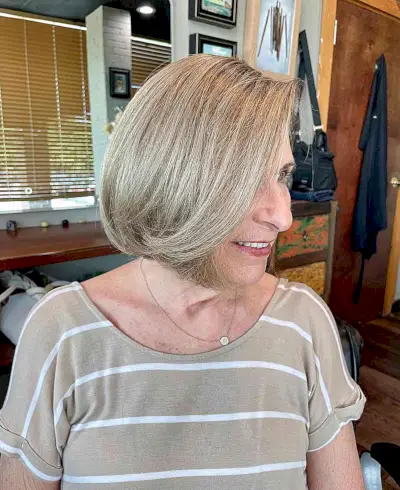 Ash Blonde Chin Bob on Mature Ladies Aged Sixty