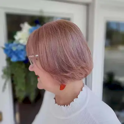 Rose Gold for Sleek Short Jaw-Length Hair for Ladies Over 60