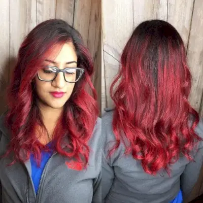 Vivid Red Balayage hairstyle