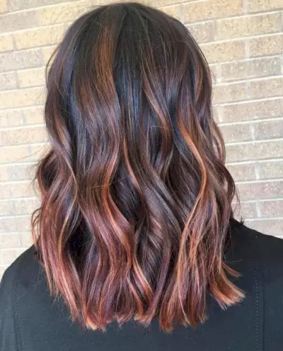 Amazing Red Violet and Copper Balayage hairstyle
