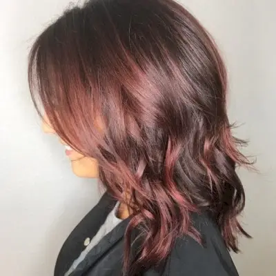 Dimensional Dark Plum Red hairstyle