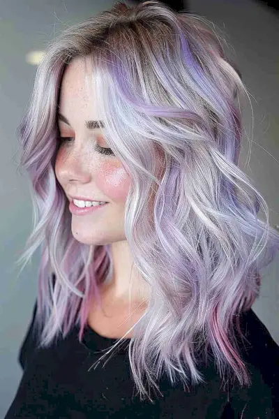 Rose-colored rainbow hair