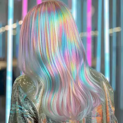 Holographic rainbow hair