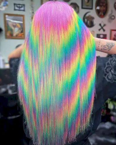 Straight Prism Rainbow Hair