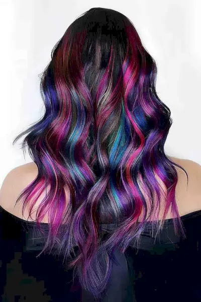 Rainbow deep violet hair color