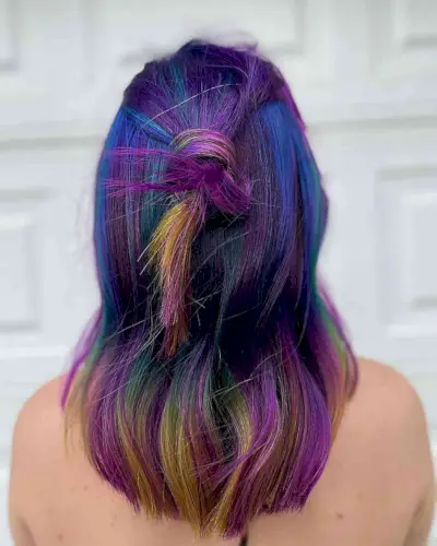 Mid-Length Rainbow Prism Hair