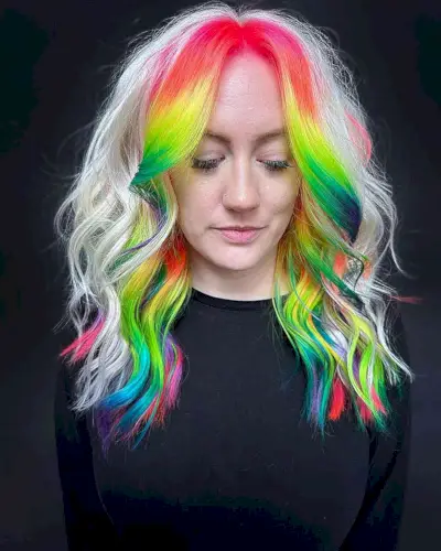 Face-Framing Rainbows on white blonde hair