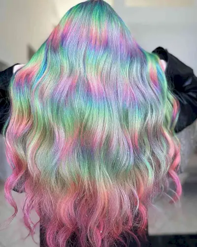 Light Rainbow Hair Color for women with unicorn vibes