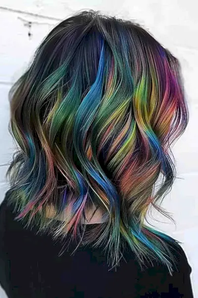 Short rainbow hair earthy
