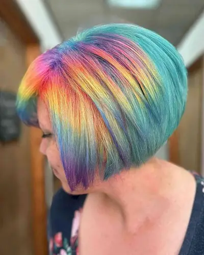 Holographic Rainbow Bob with a Side Part