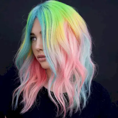 Rainbow-Inspired Neon Candy-Colored Hair