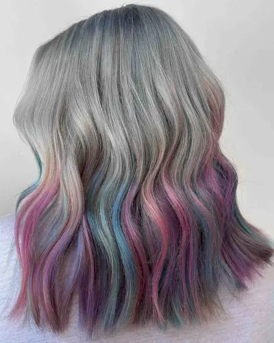 Silver to Rainbow Ombre