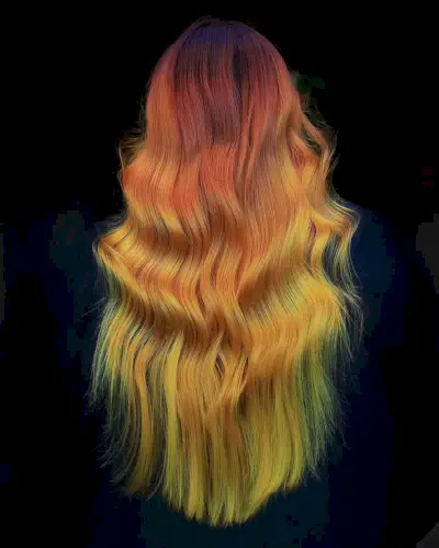creatively rainbow-colored hair