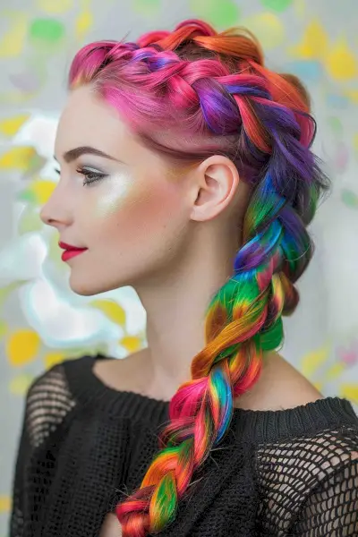 rainbow hair with braids