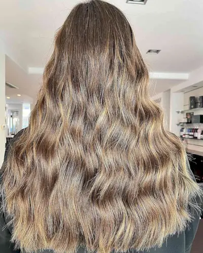 Dark Bronde Balayage Waves on Ladiess