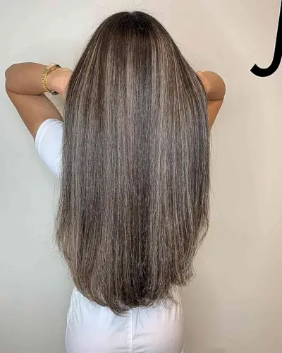 Dark Bronde Balayage for Straight Long Hair with Subtle Layers