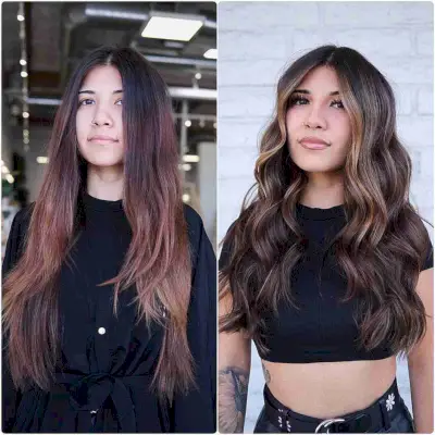 Face-Framing Dark Brown Hair with Caramel Highlights