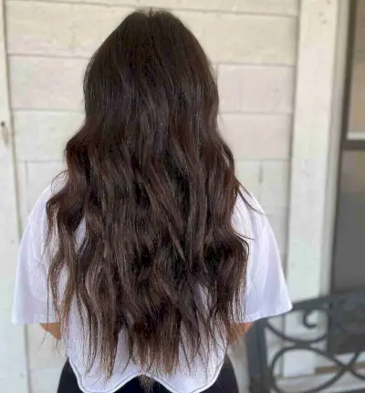Wavy Dark Brown Hair with Textured Ends