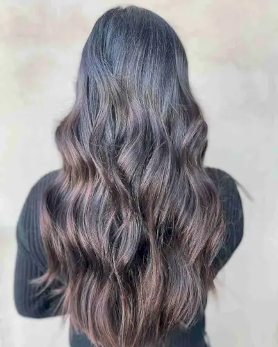 Dark Ash Brown Hair with Long Waves