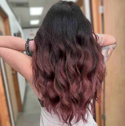 Jet Black to Burgundy Ombre