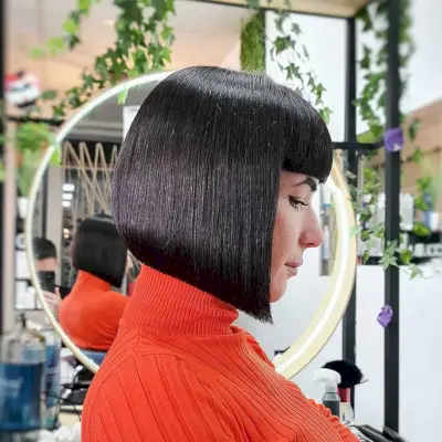 jet black hair color stunning on short hair