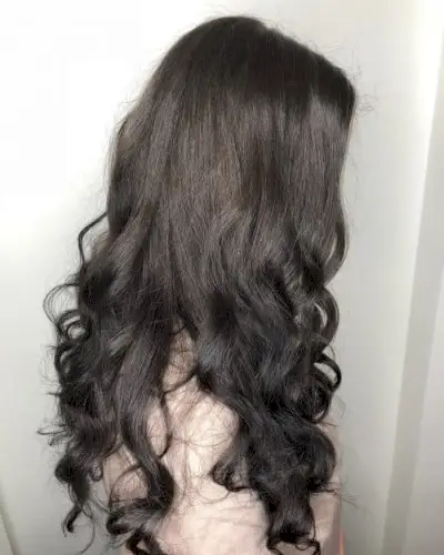 Dark brown hair to jet black