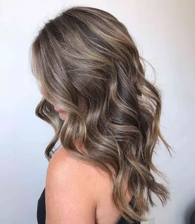 Milk Chocolate and Blonde Balayage Hair for Medium-Length Jagged Haircut