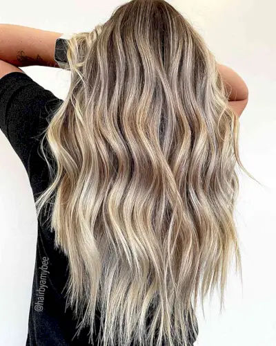 Metallic Bronde Balayage for Long-Length Choppy Hair